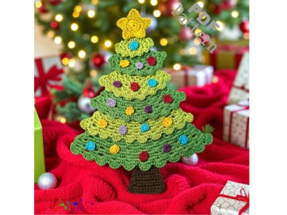 Christmas Tree Crochet Applique Pattern