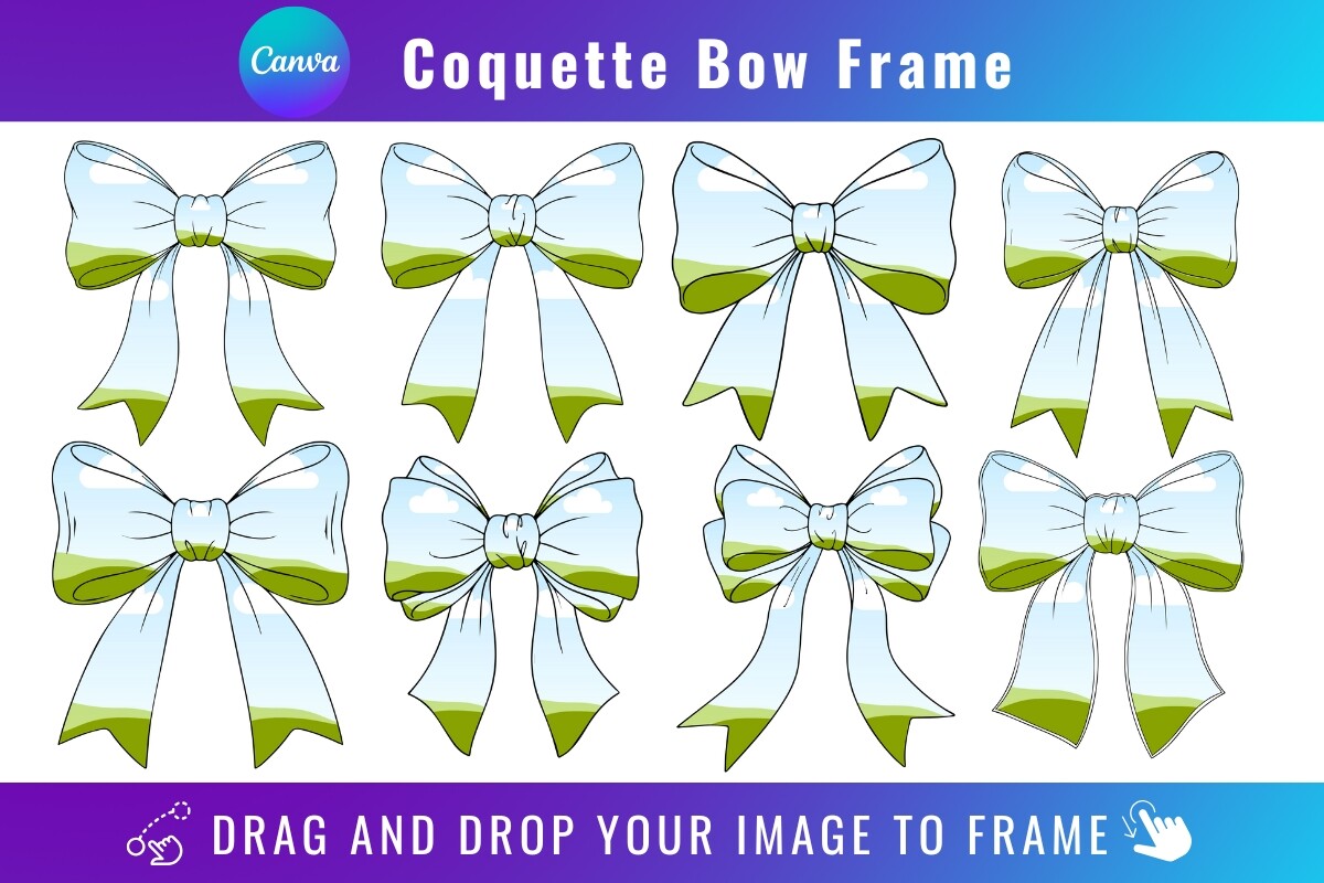 Coquette Bow Canva Frames Bundle Design