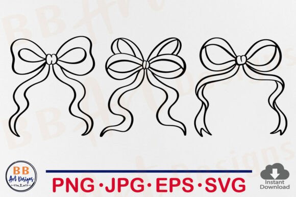 Coquette Bow Ribbon Outline Svg Bow Png Graphic Crafts By BB Art Designs