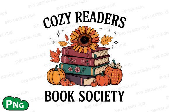 Cozy Readers Book Society, Pumpkin PNG Graphic T-shirt Designs By Svg Design Hub