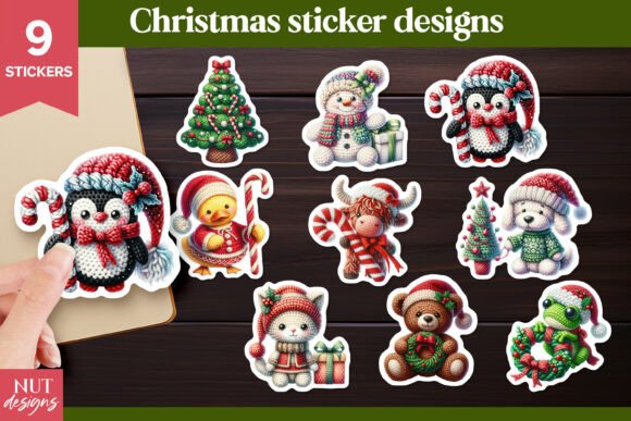 Crochet Animal Christmas Stickers