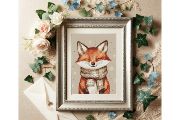 Cute Fox in Scarf Cross Stitch Pattern