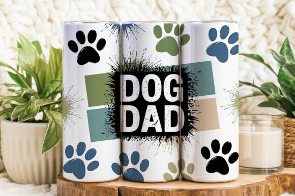 Dog Dad 20oz tumbler sublimation wrap design for stainless steel
