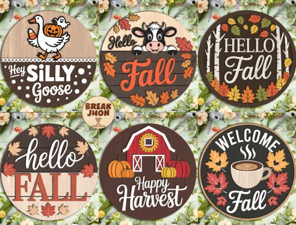 Fall Round Sign SVG Bundle