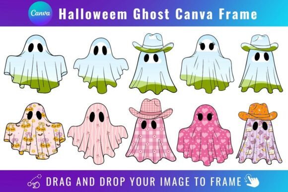 Halloween Cute Ghost Canva Frames Bundle