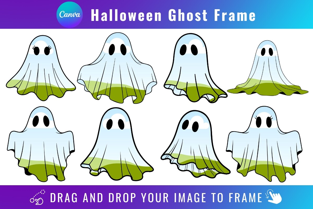 Halloween Ghost Canva Frames Bundle