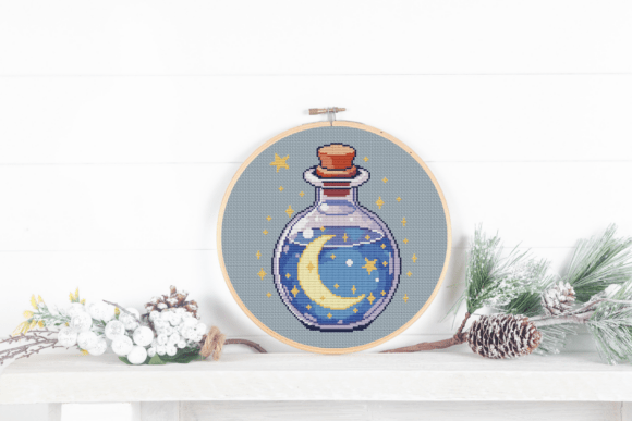 Moon in a Bottle Cross Stitch Pattern