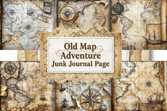Old Map Adventure Junk Journal Page