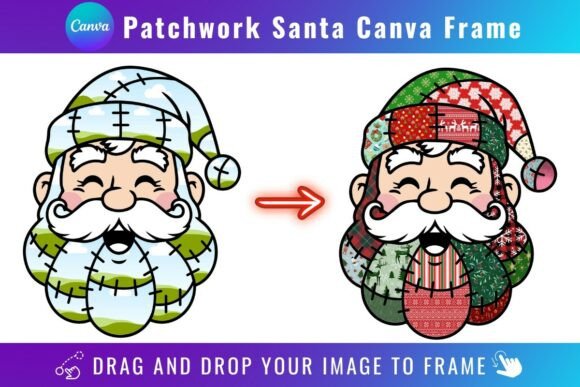 Patchwork Santa Canva Frame Design