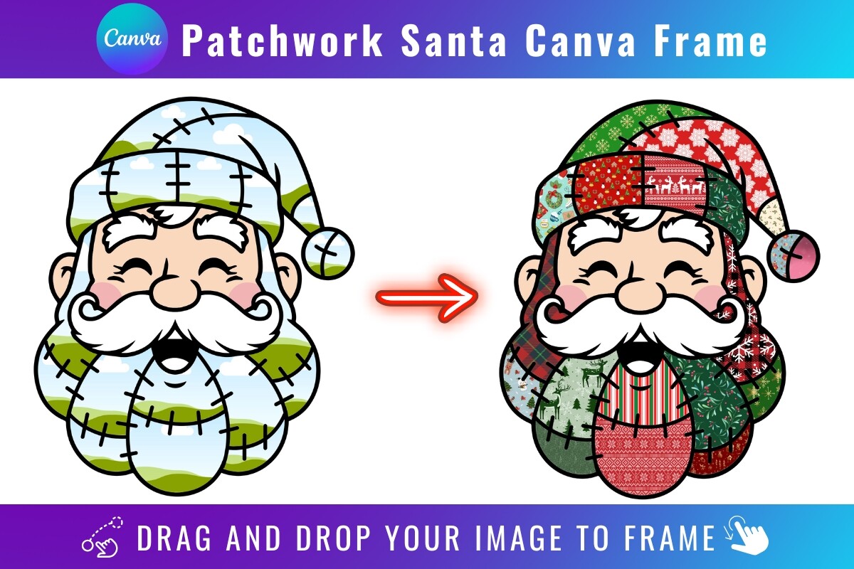 Patchwork Santa Canva Frame Design