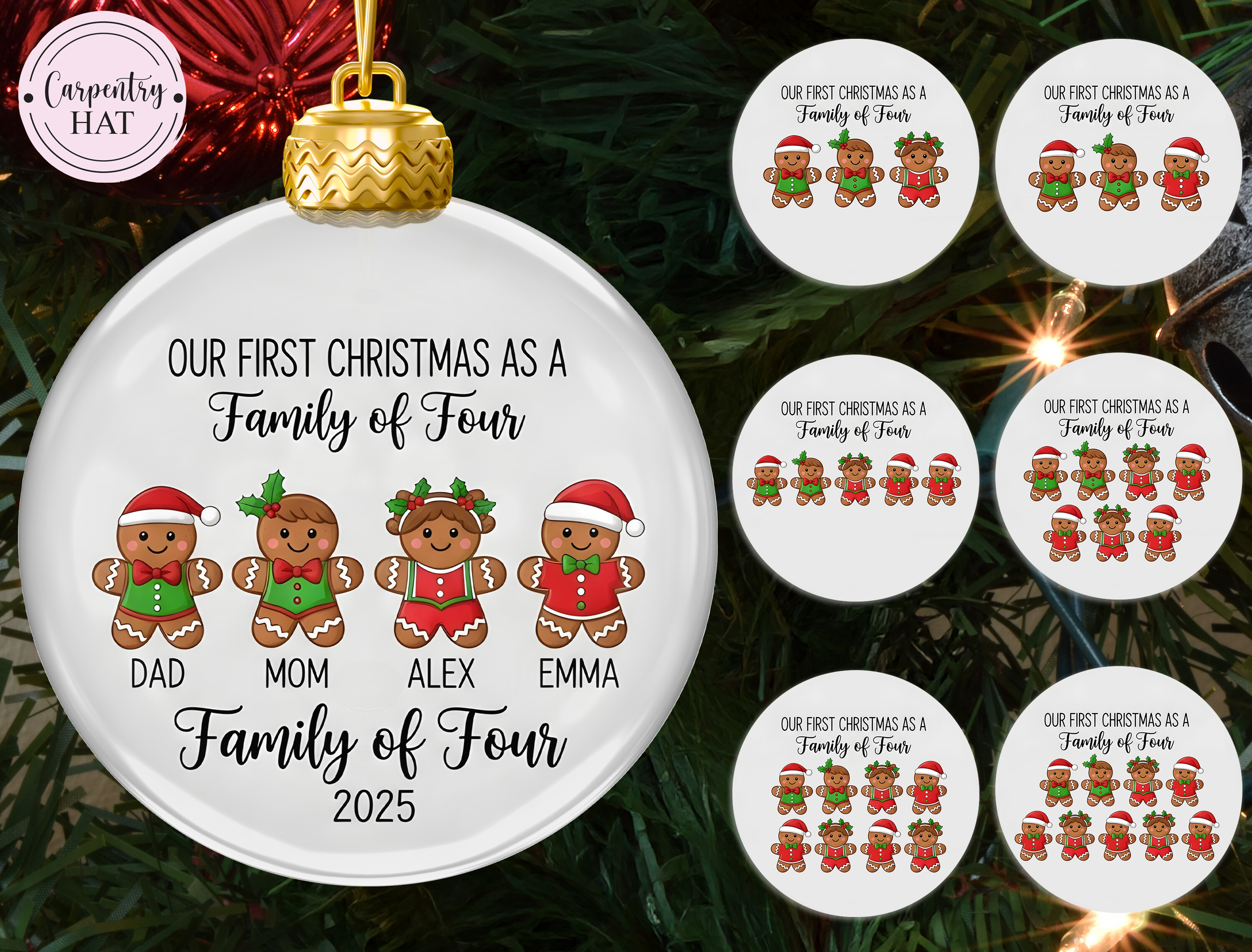 Personalized Gingerbread Family Ornament
