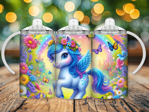 Rainbow Unicorn Sippy Cup Kids Tumbler