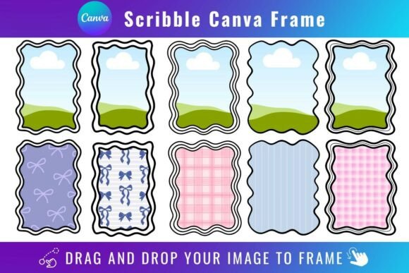 Scribble Canva Frame Bundle with freeform photo shapes