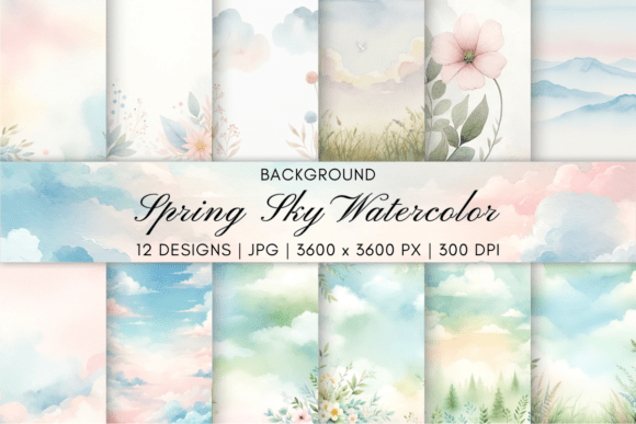 Spring Sky Watercolor Background
