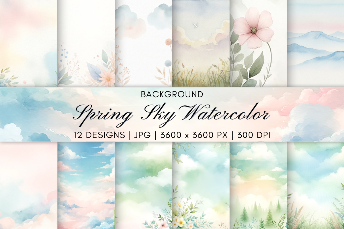 Spring Sky Watercolor Background
