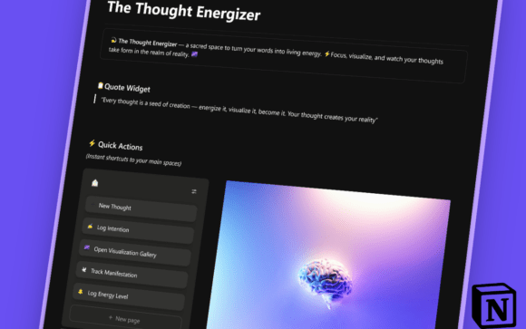 The THOUGHT ENERGIZER - NOTION TEMPLATE