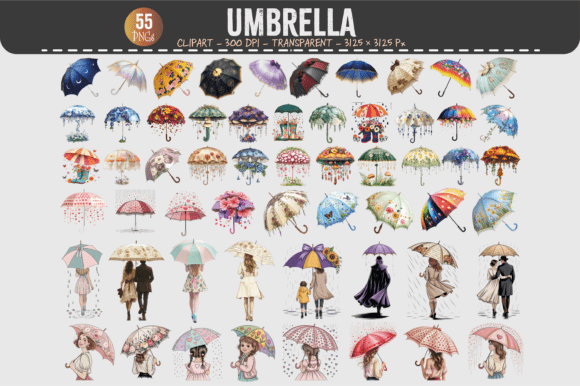Umbrella Clipart – 55 PNGs Graphic AI Transparent PNGs By digitalarthome41
