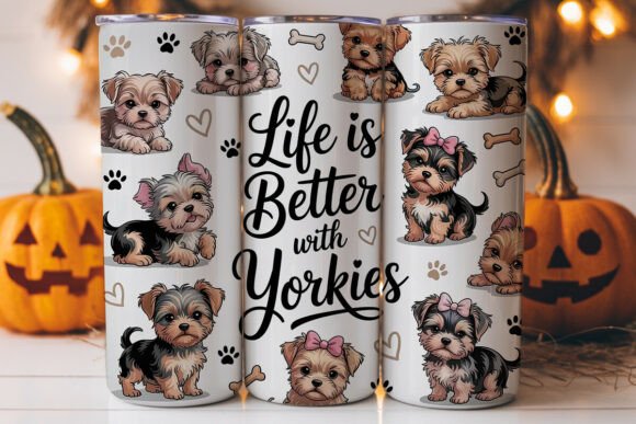 yorkie love 20oz tumbler wrap alternative design svg vinyl cricut