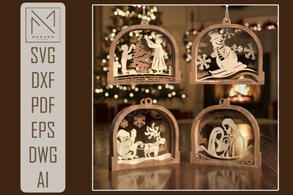 3d Layered Hanging Ornament Set Laser Cutting