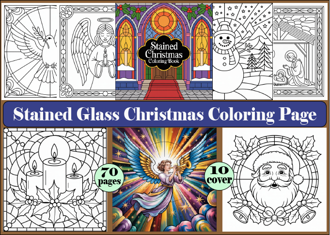 70 Stained Glass Christmas Coloring Page
