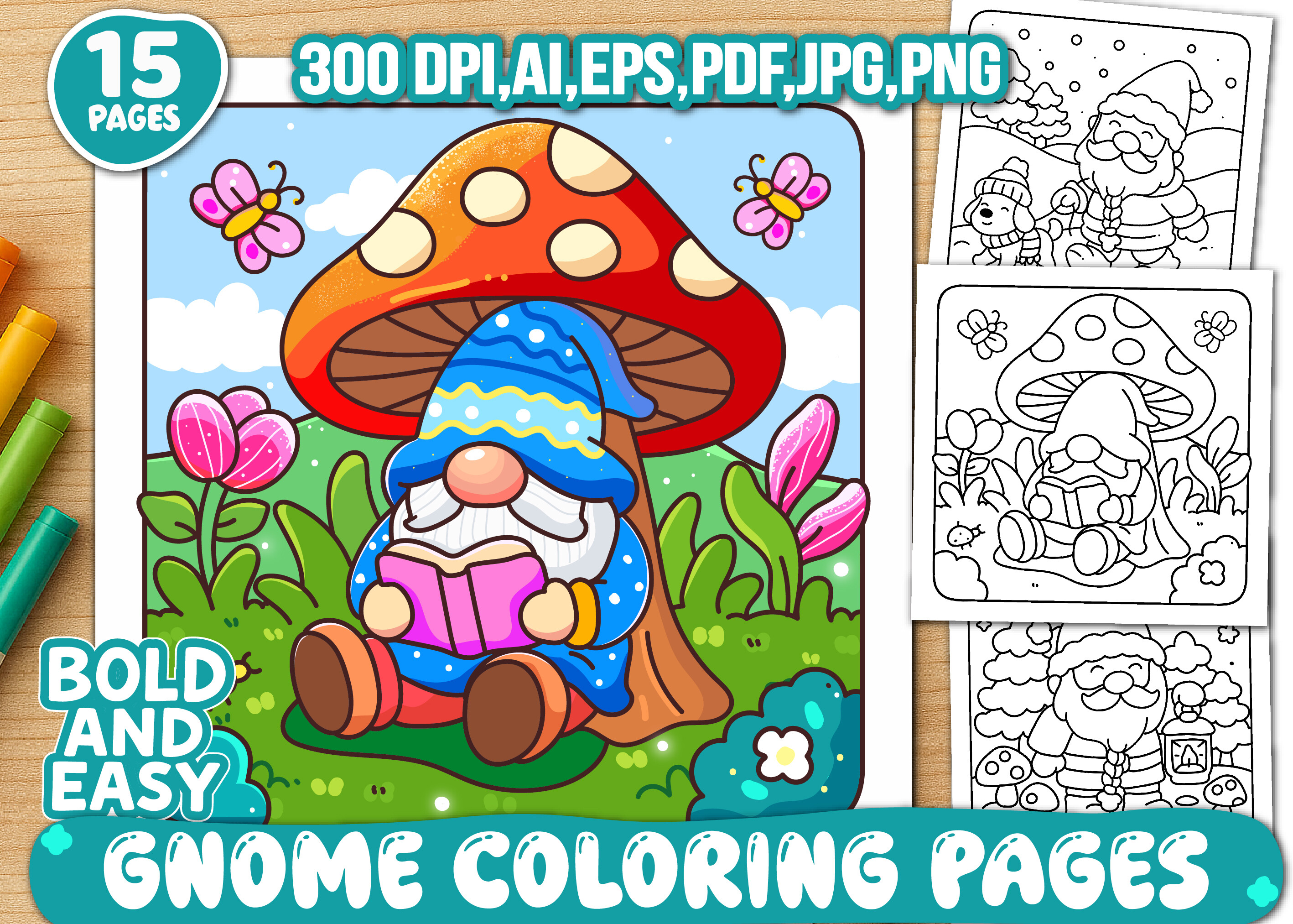 Bold & Easy Gnome Coloring Pages