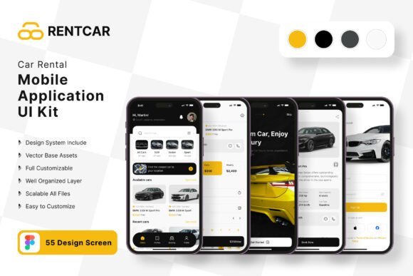 Car Rental Application Mobile UI KIT