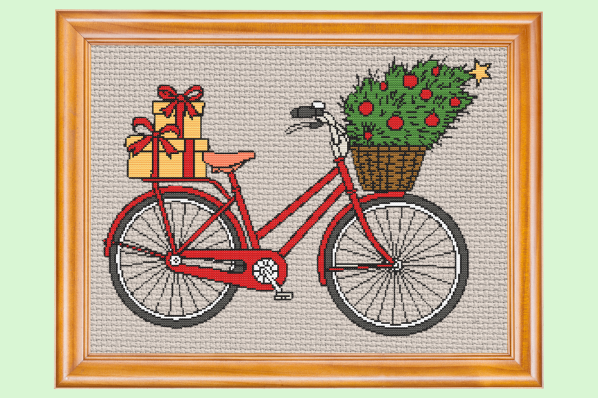 Christmas Bicycle with Tree and Gifts