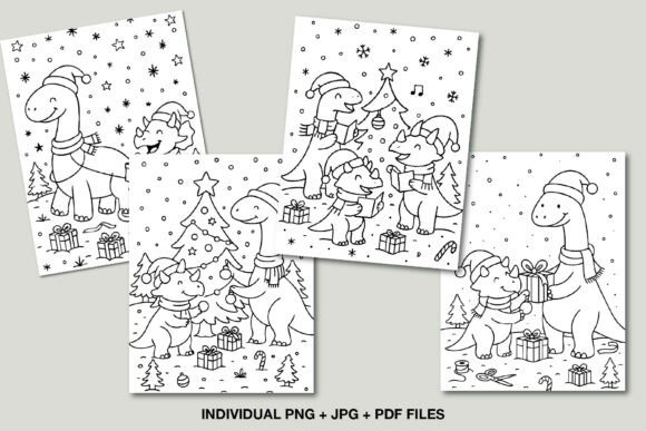 Christmas Dinosaur Coloring Pages