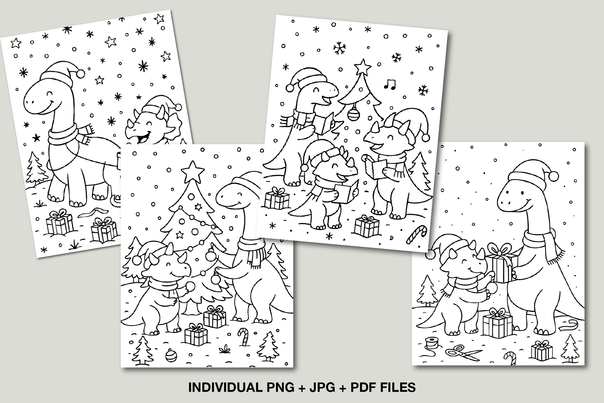 Christmas Dinosaur Coloring Pages