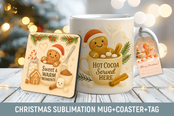 Christmas Sublimation Mug Wrap, Coaster