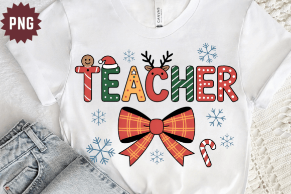 Coquette Christmas Teacher PNG Design