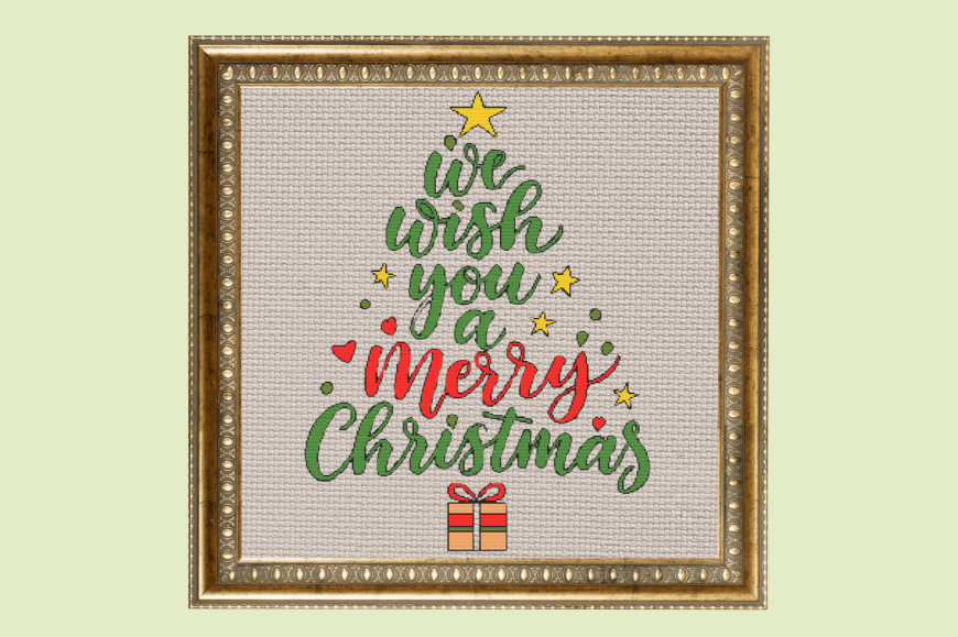 Merry Christmas Tree Cross Stitch