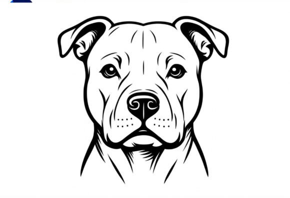 Minimalist pitbull face line art vector for dog dad decals and laser engraving