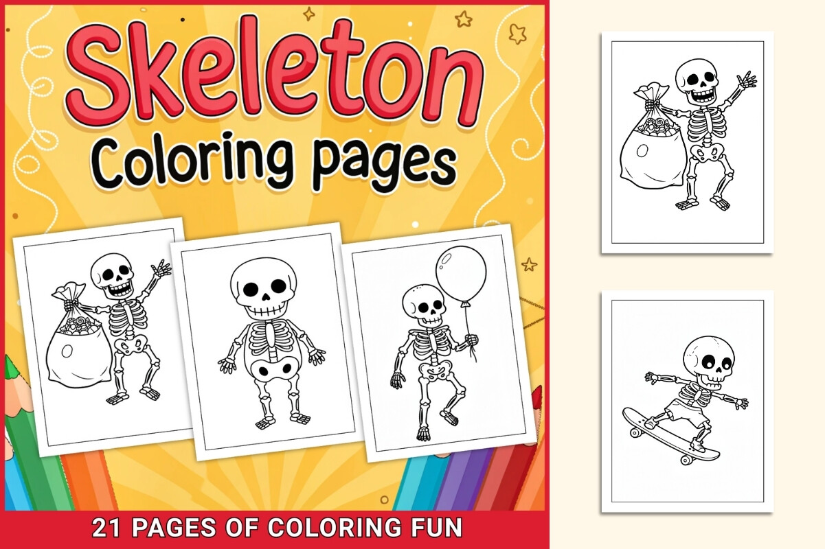 Skeleton Coloring Pages for Kids
