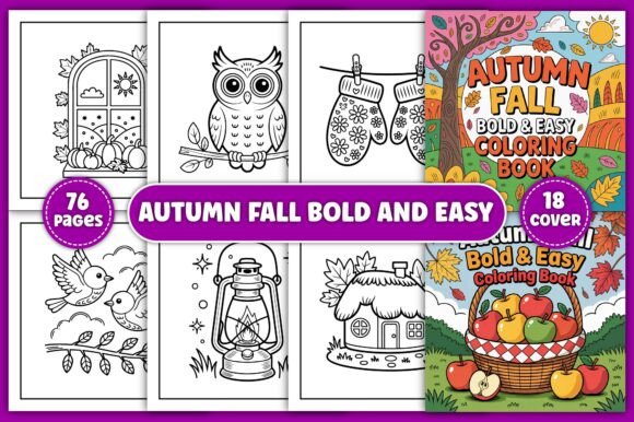 Autumn Fall Bold and Easy Coloring Book