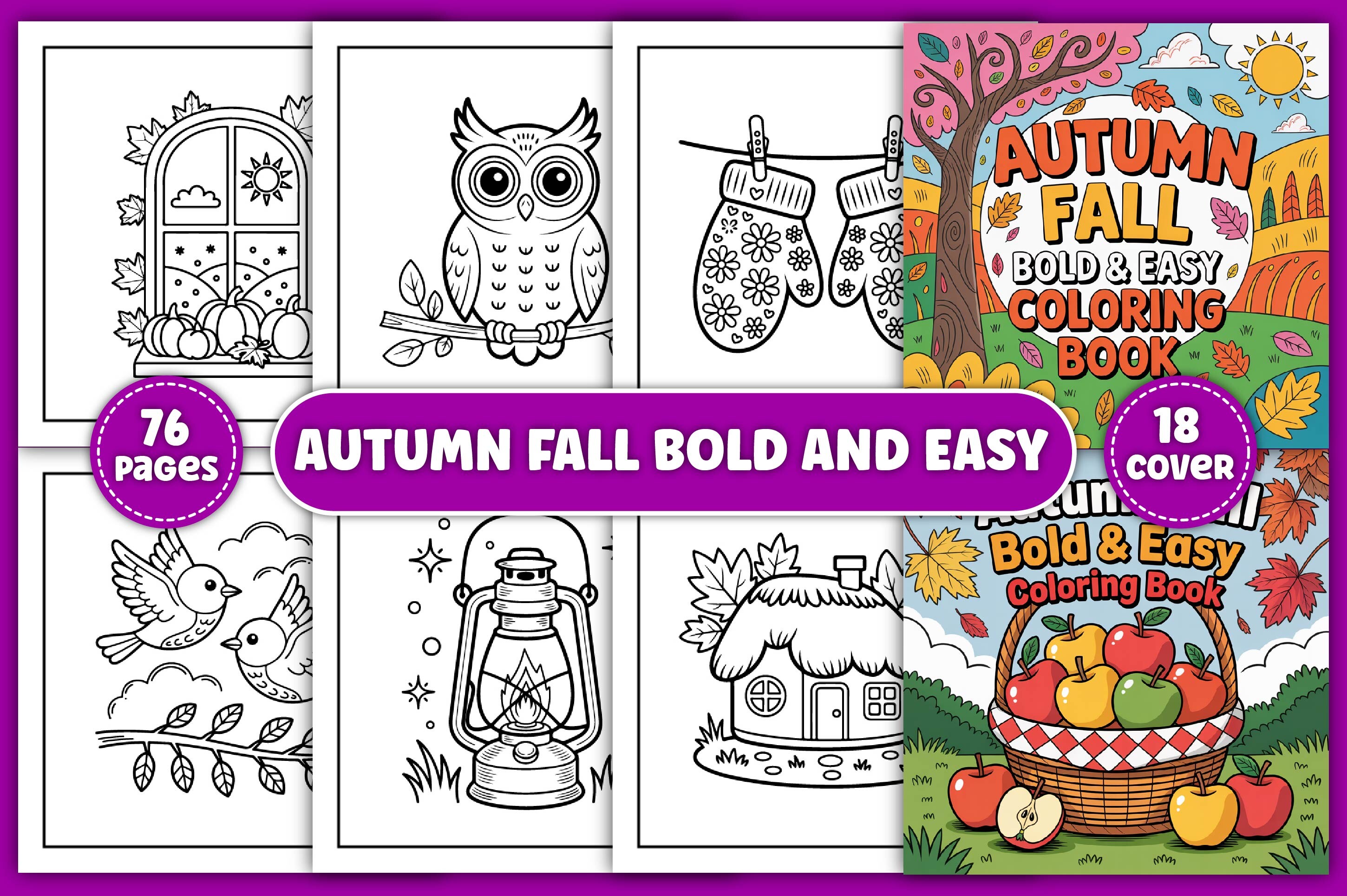 Autumn Fall Bold and Easy Coloring Book