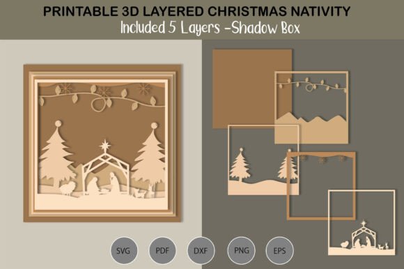Christmas Nativity 3D layered SVG