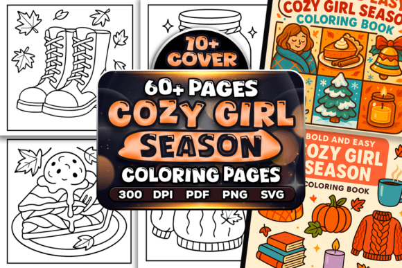 Cozy Girl Season Coloring Pages Bundle