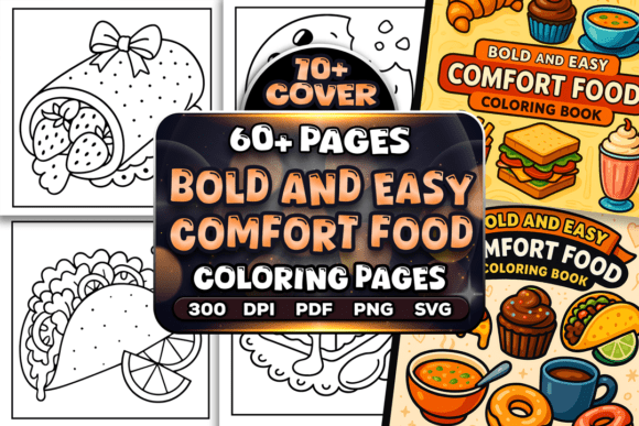 Easy Comfort Food Coloring Pages Bundle