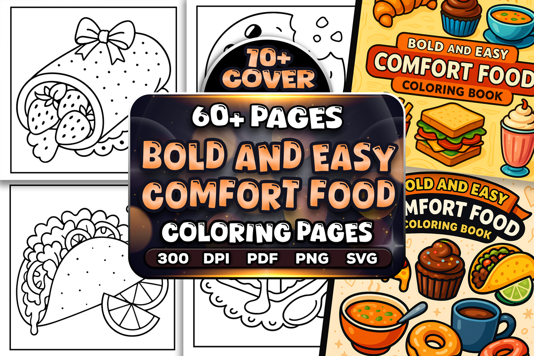 Easy Comfort Food Coloring Pages Bundle