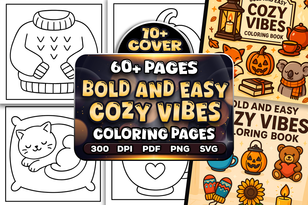Easy Cozy Vibes Coloring Pages Bundle