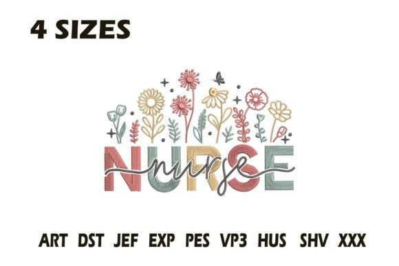 Floral Nurse Embroidery Design