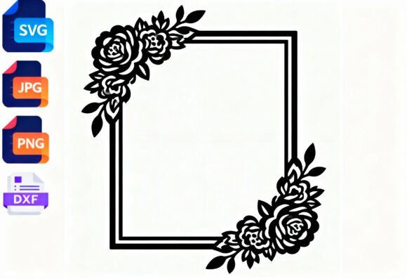 Floral Square Frame SVG Cut File
