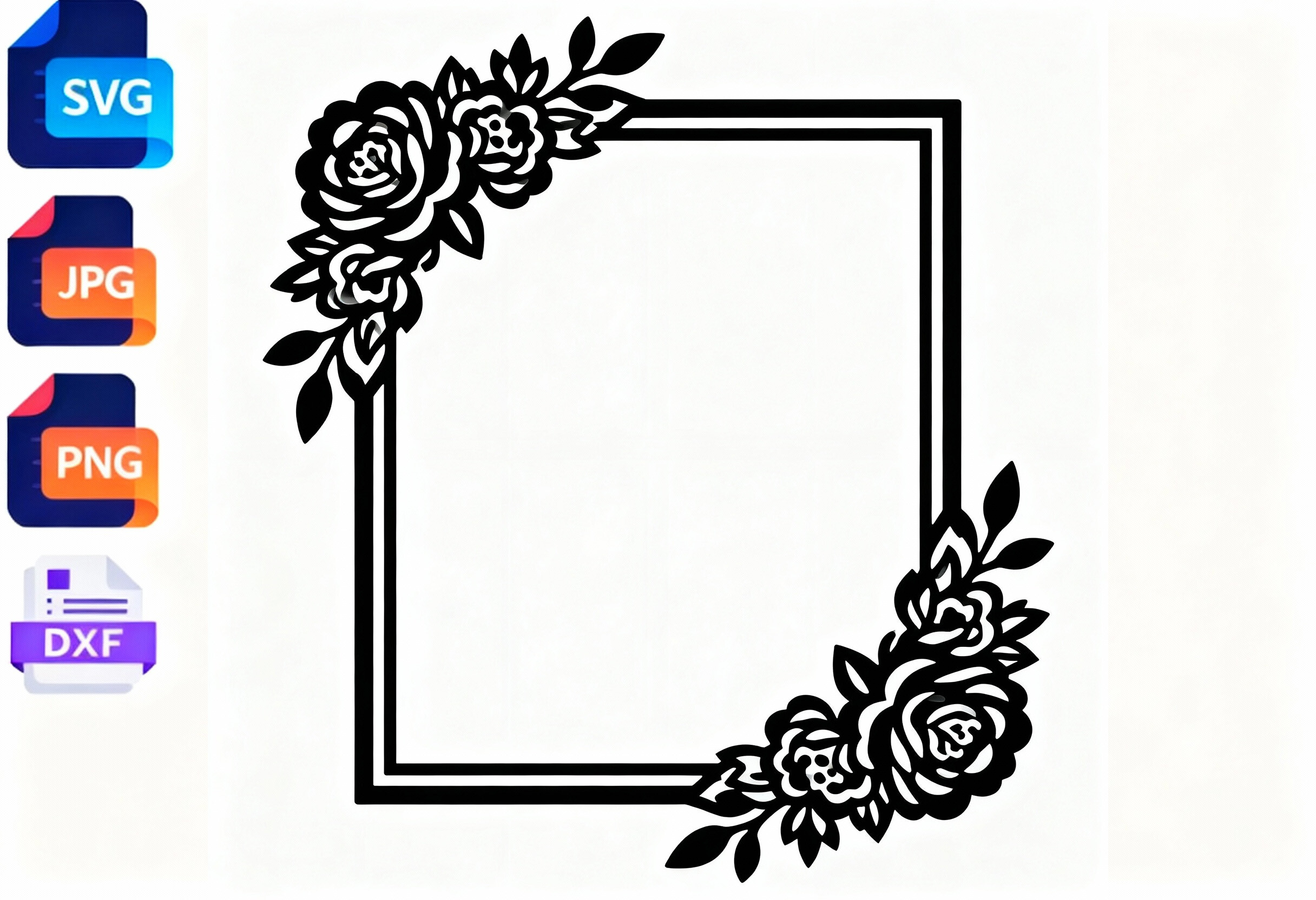 Floral Square Frame SVG Cut File