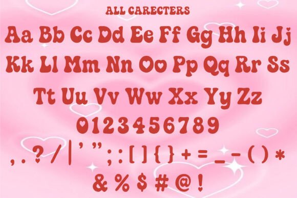 Funky Heart Font PNG with transparent background - Preview 1