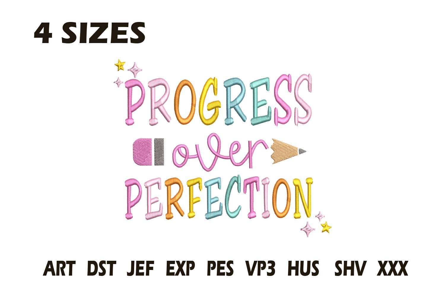 Progress over Perfection Embroidery Desi