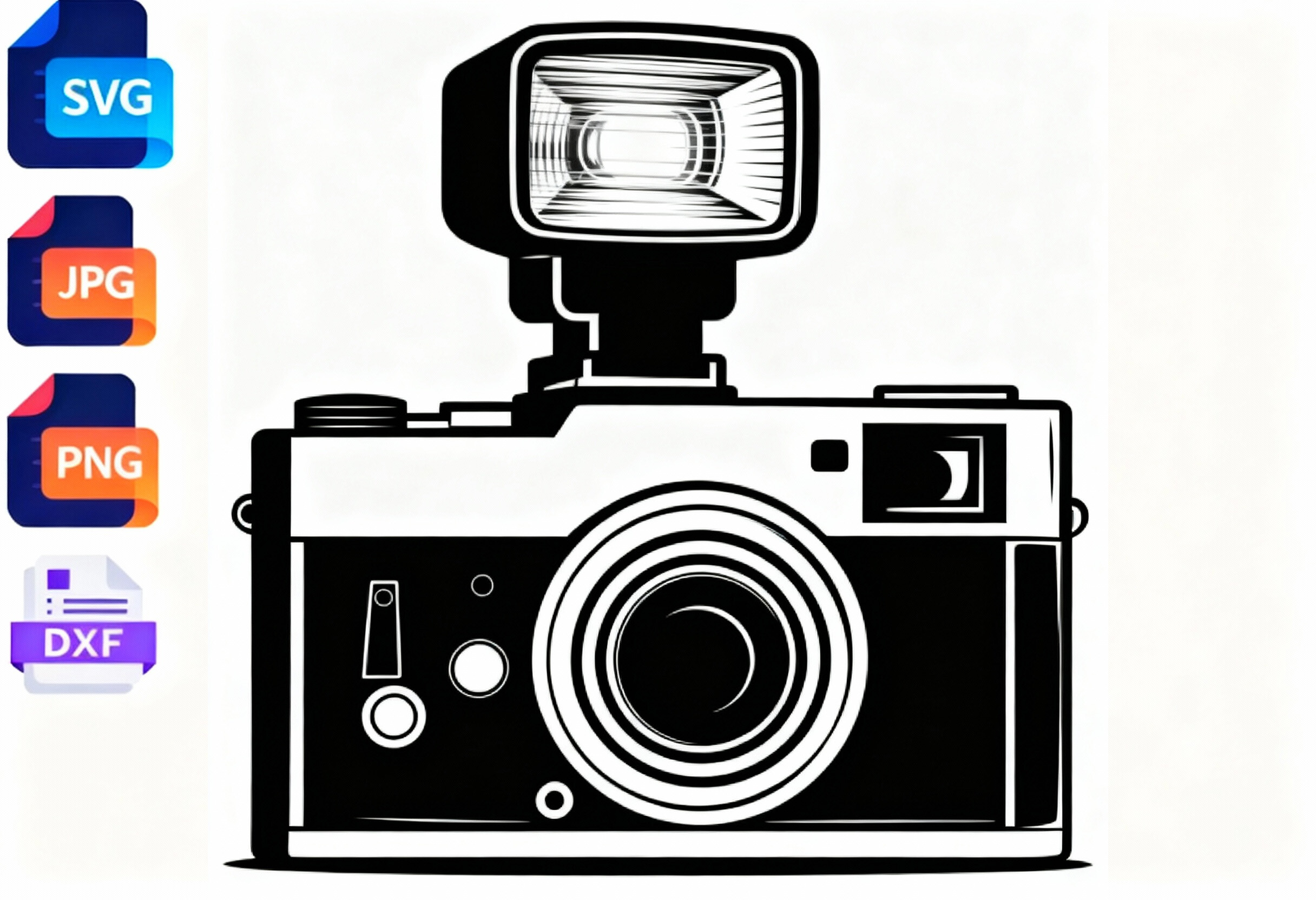 Vintage Camera Flash SVG DXF PNG JPG