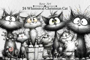 Whimsical Christmas Cat Clipart Graphic by Rose Art · Creative Fabrica