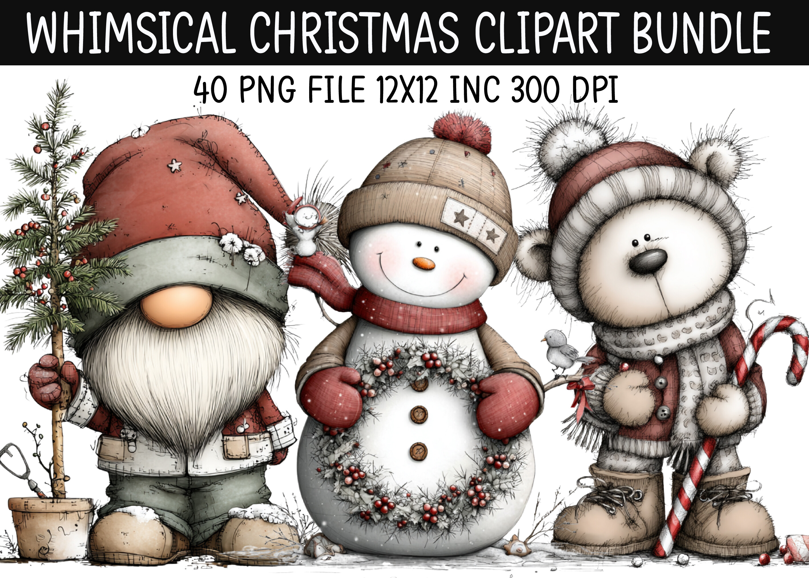 Whimsical Christmas Clipart Bundle Graphic by Creative Design ...