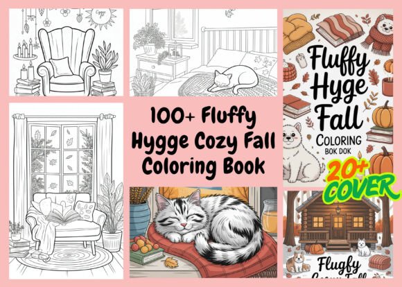 100+Fluffy Hygge Cozy Fall Coloring Book